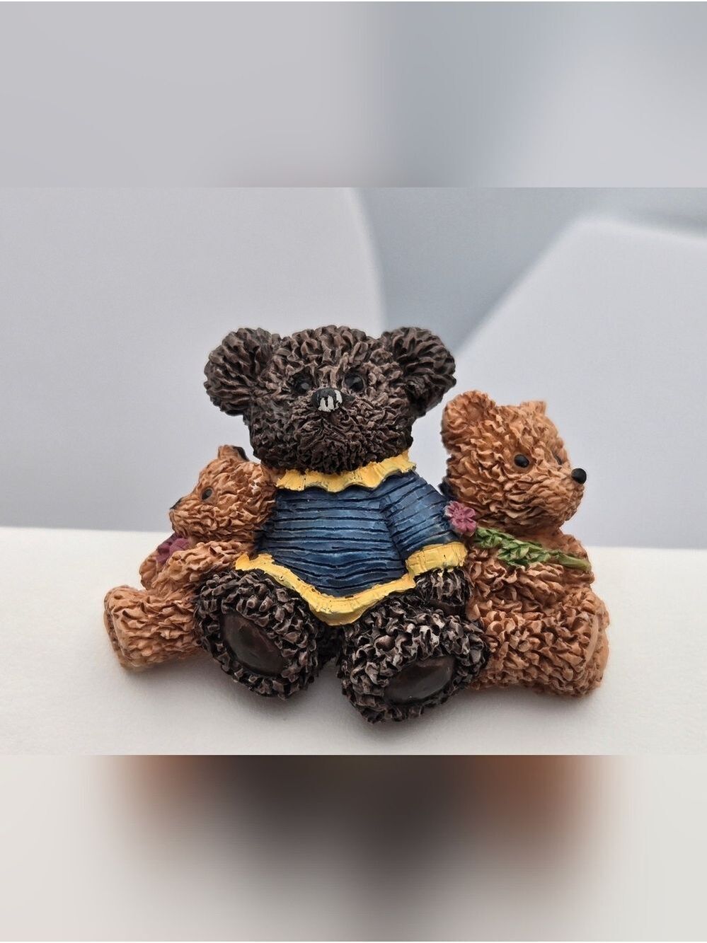 Vintage Boyds Bears Style Teddy Bear Brooch Hand Painted Resin 3 Bears Cute Pin